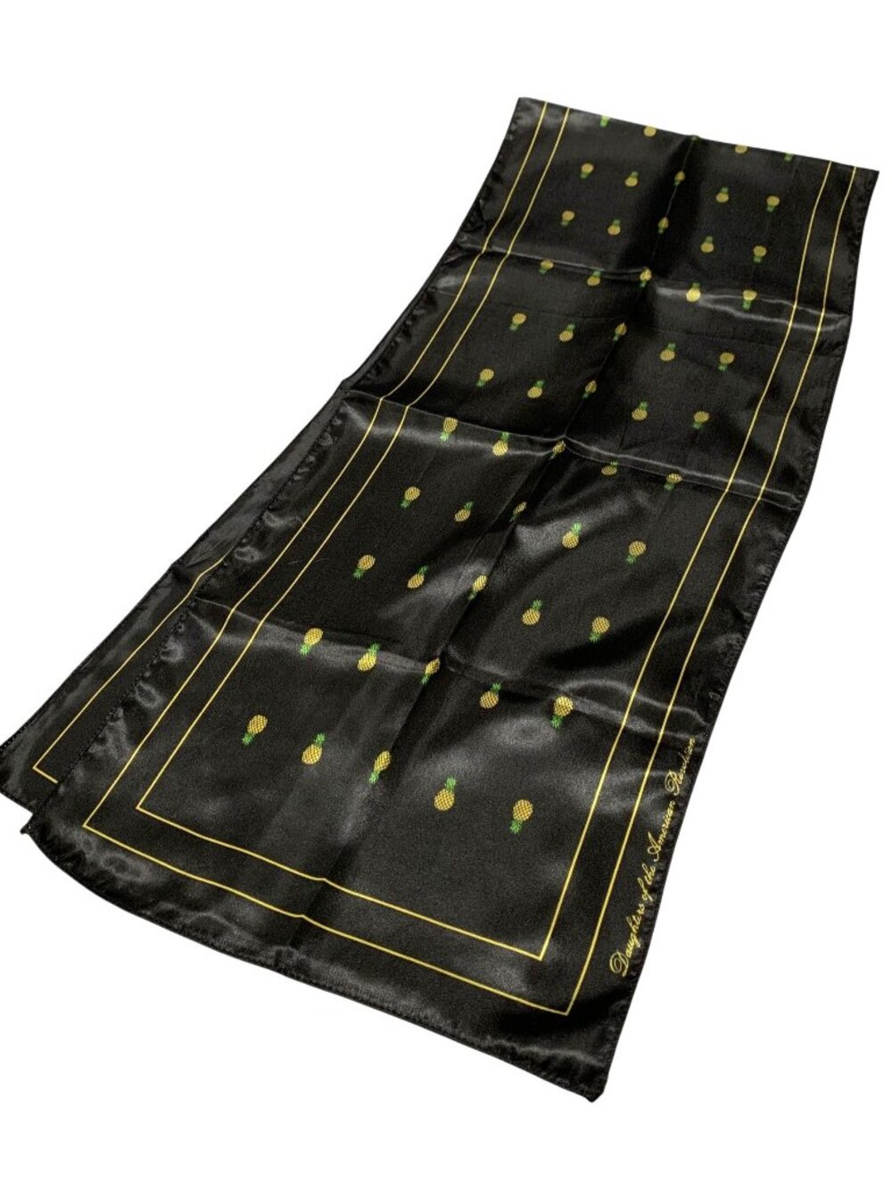 Daughters Of The American Revolution DAR Black Pineapple Pattern Scarf 54 x 12